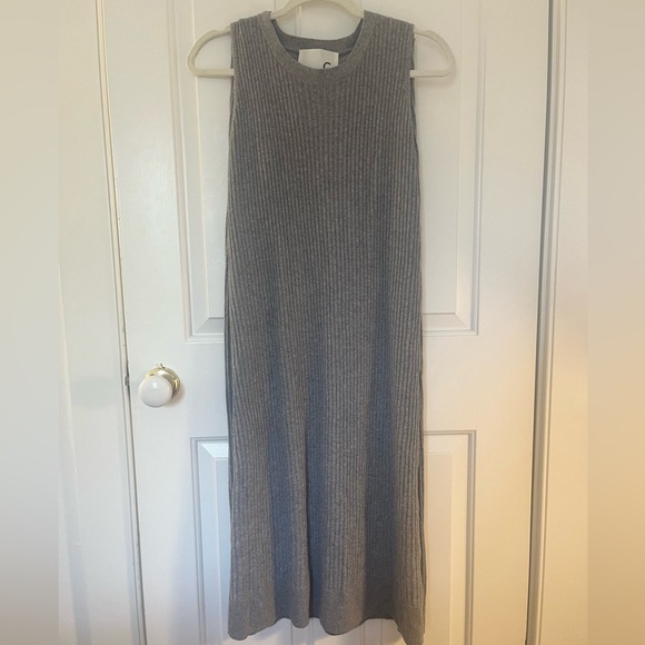 Japanese Gray Ribbed Knit Maxi Skirt - Picture 1 of 4